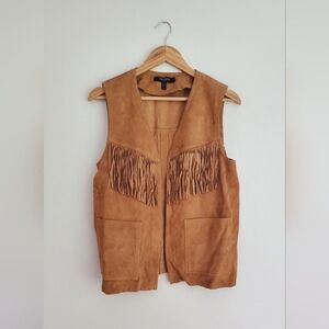 MUUBAA London rich tan fringe suede vest made in India size 14